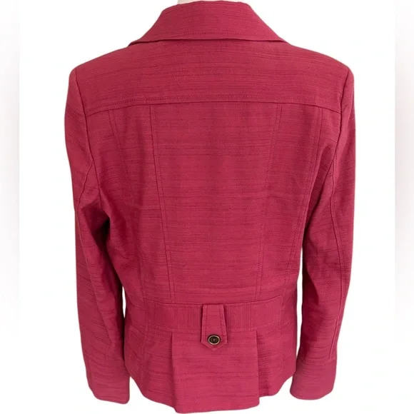 Anne Klein structured pink linen blend one button blazer size 12. - Picture 5 of 11